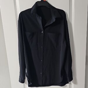 Alo Yoga Shirt Womens Large Black Dreamscape Button Down Long Sleeve Athleisure